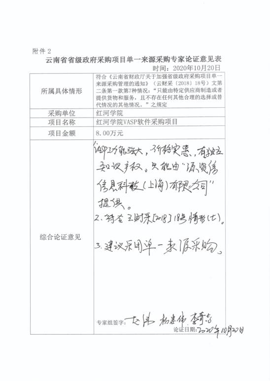 单一来源采购方式专业人员论证意见（VASP)-4